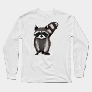 Cute Raccoon Drawing Long Sleeve T-Shirt
